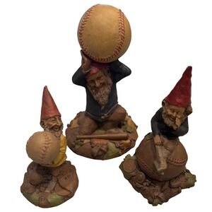 Vintage Tom Clark Gnome Lot of 3 – Baseball Theme– Homer, Atlas, Cy 1984-91